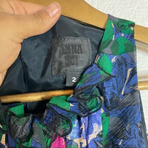 Anna Sui- Ruffled Floral Silk Dress- Size 2 - Picture 2 of 6